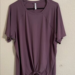 Athleta Plum Short Sleeve Tee with tie knot front detail Athletic Workout